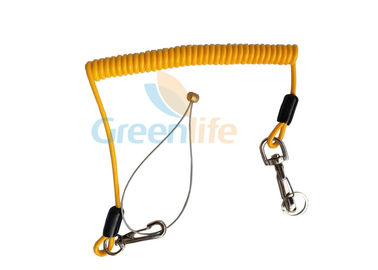 Fall Protection Spiral Coiled Tool Leash Security High Snap Hook Cord Solid Yellow